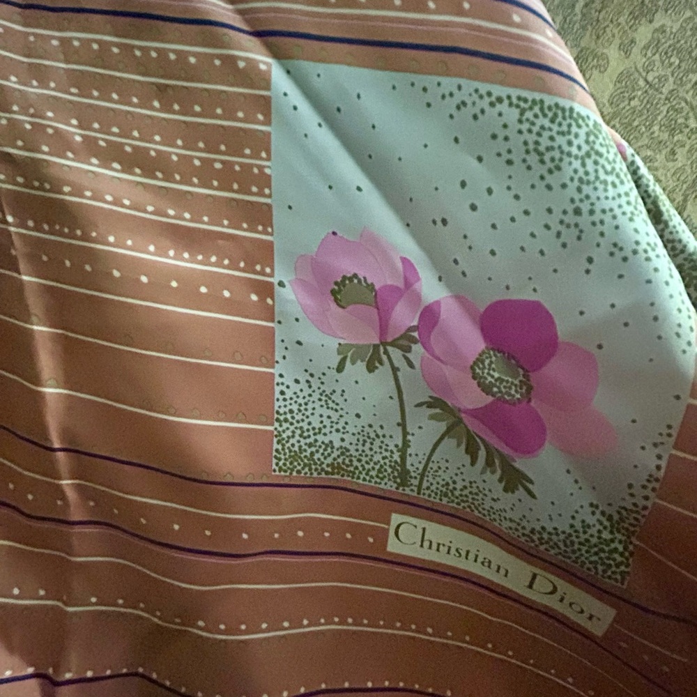 Beautiful Christian Dior Silk Hand Rolled Stitch Scarf * - Picture 4 of 8